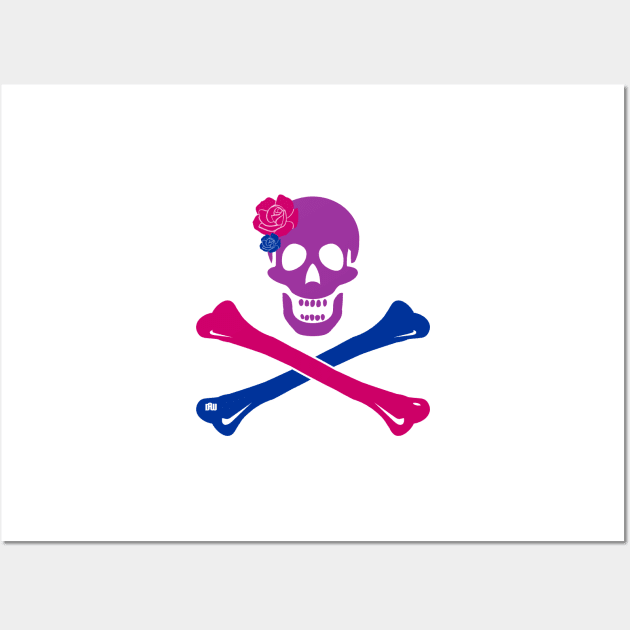 Bi Pride Skull and Crossbones Wall Art by Daniela A. Wolfe Designs